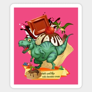 Dinosaurs in Ice Cream with Fine Chocolate Magnet